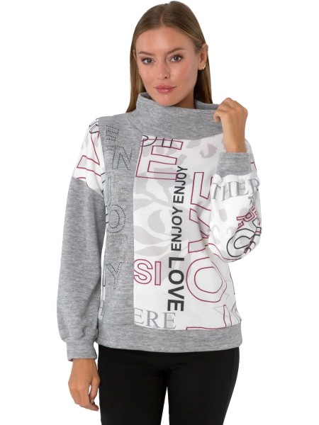 Estefania for woman, Pullover "love enjoy" mit Schalkragen