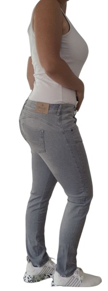 Herrlicher, Touch Cropped Jeans mit offener Saumverarbeitung aus Recycled Denim, Grau