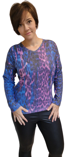 Estefania for woman, Pullover Leo Optik mit Wash Out Effekt